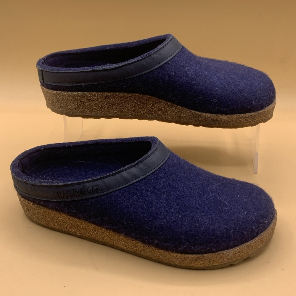 Haflinger Women's Blue Slip On Cozy Wool Clogs (EU 36) Size US 5
